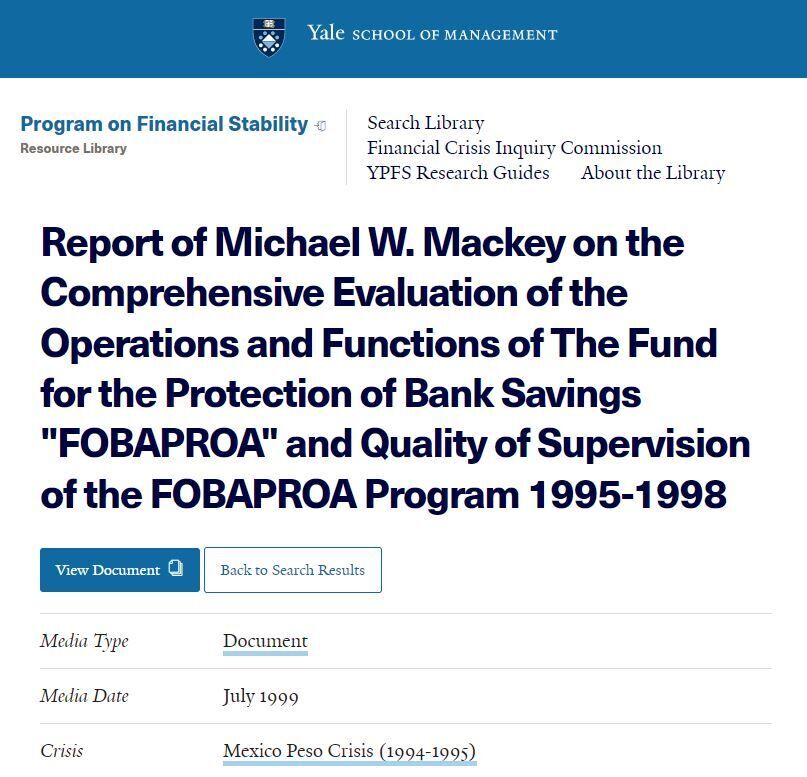 report Michael W Mackey Fobaproa
