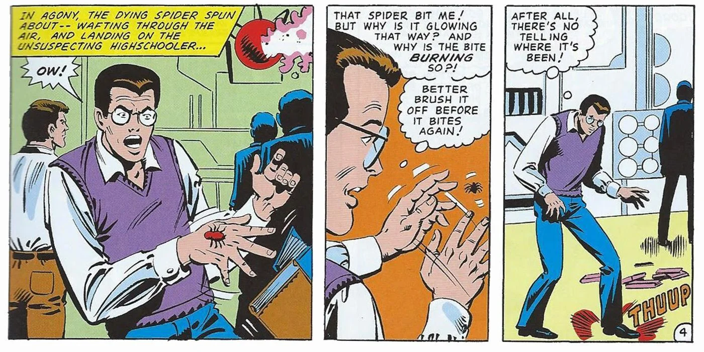 peter parker spider bit